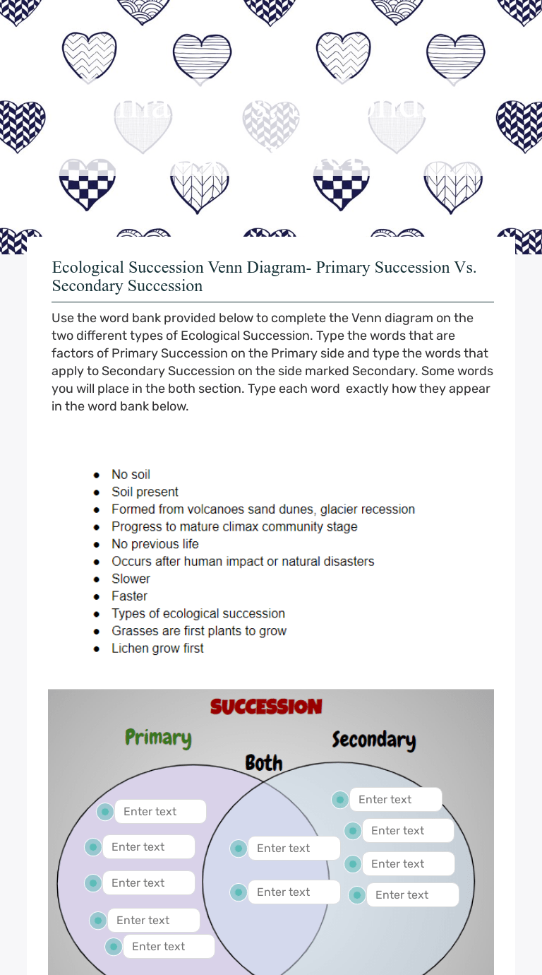 Colors help us express our personalities. Primary Vs Secondary Succession Interactive Worksheet By Caitlin Silva Wizer Me