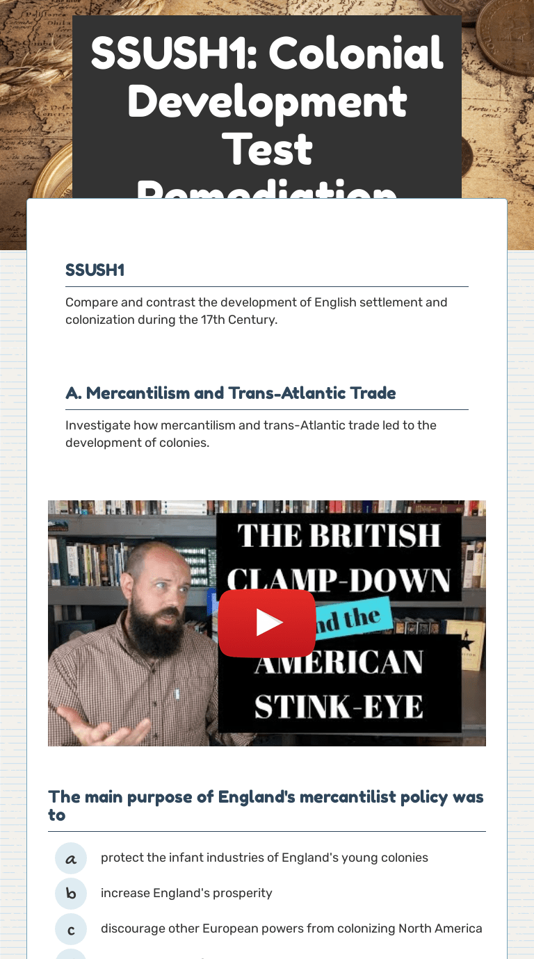 These nine characteristics of mercantilism were written by philipp wilhelm von . Ssush1 Colonial Development Test Remediation Interactive Worksheet By Kelsey Johnson Wizer Me