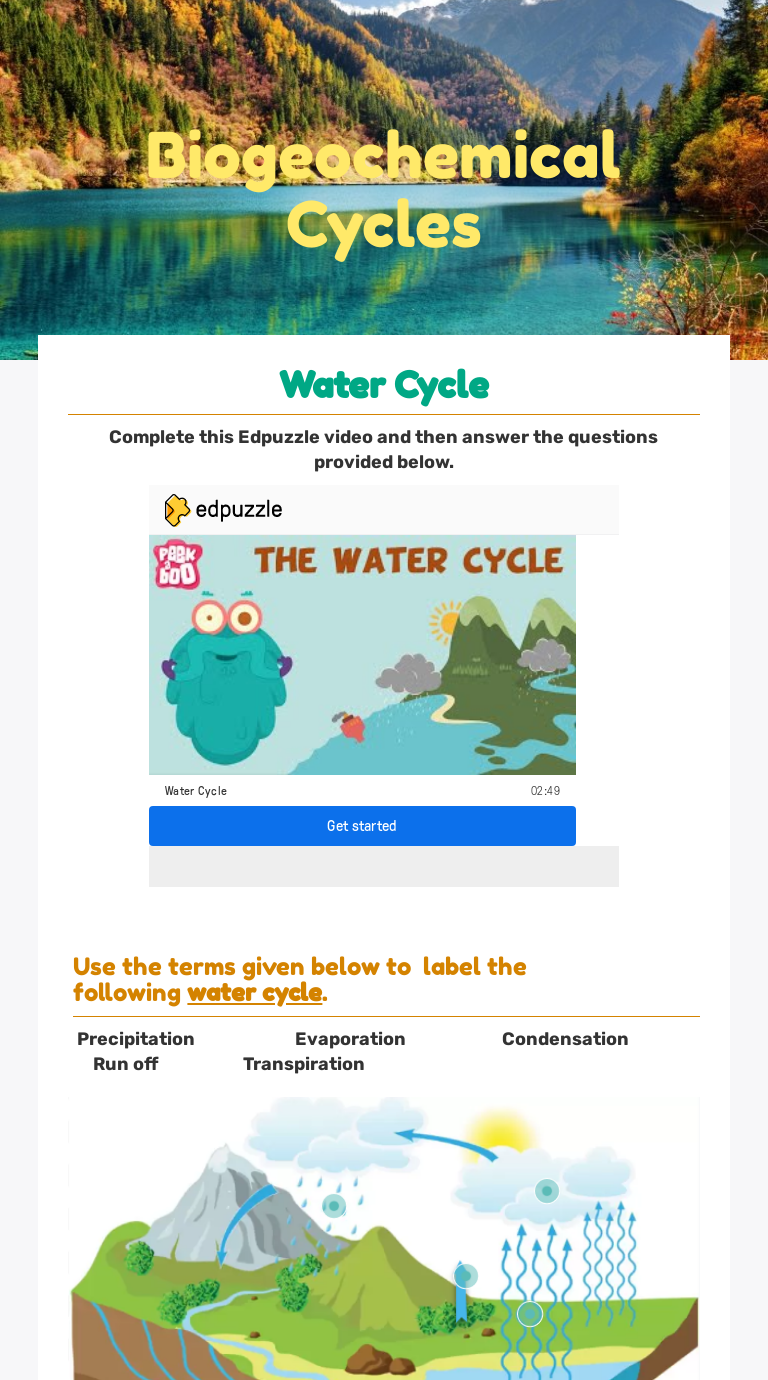 Start studying biogeochemical cycle webquest. Biogeochemical Cycles Interactive Worksheet By Vidhya Sankaranarayanan Wizer Me