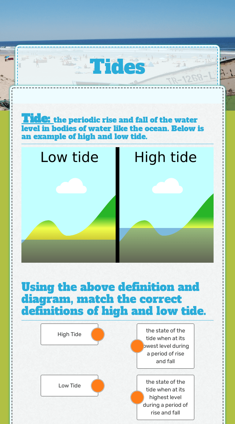 Label the sun, moon and earth and draw the appropriate tidal bulges in the twodiagrams below. Tides Interactive Worksheet By John Lemon Wizer Me