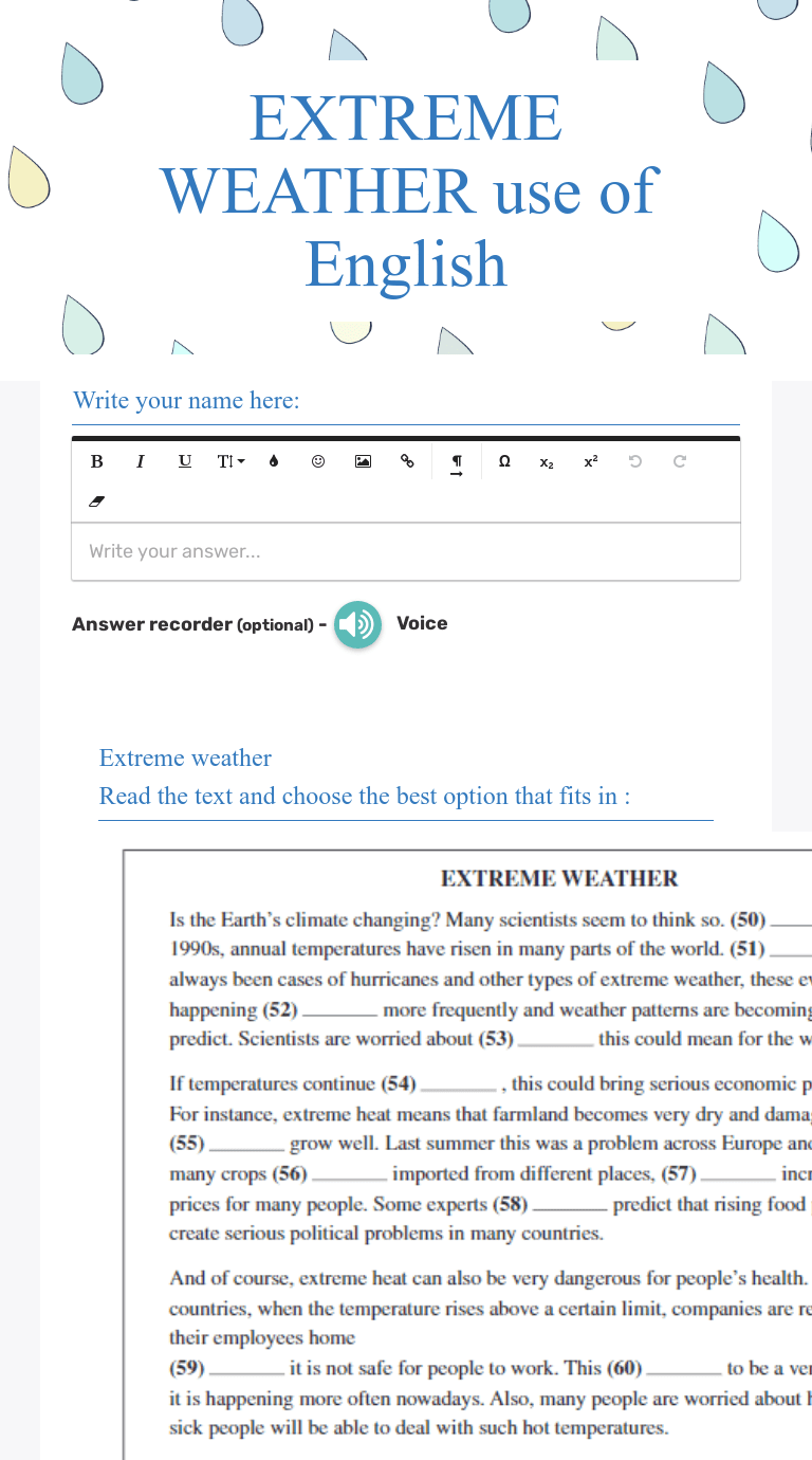 In theory, they are very rare. Extreme Weather Use Of English Interactive Worksheet By Petra Bydzovska Wizer Me