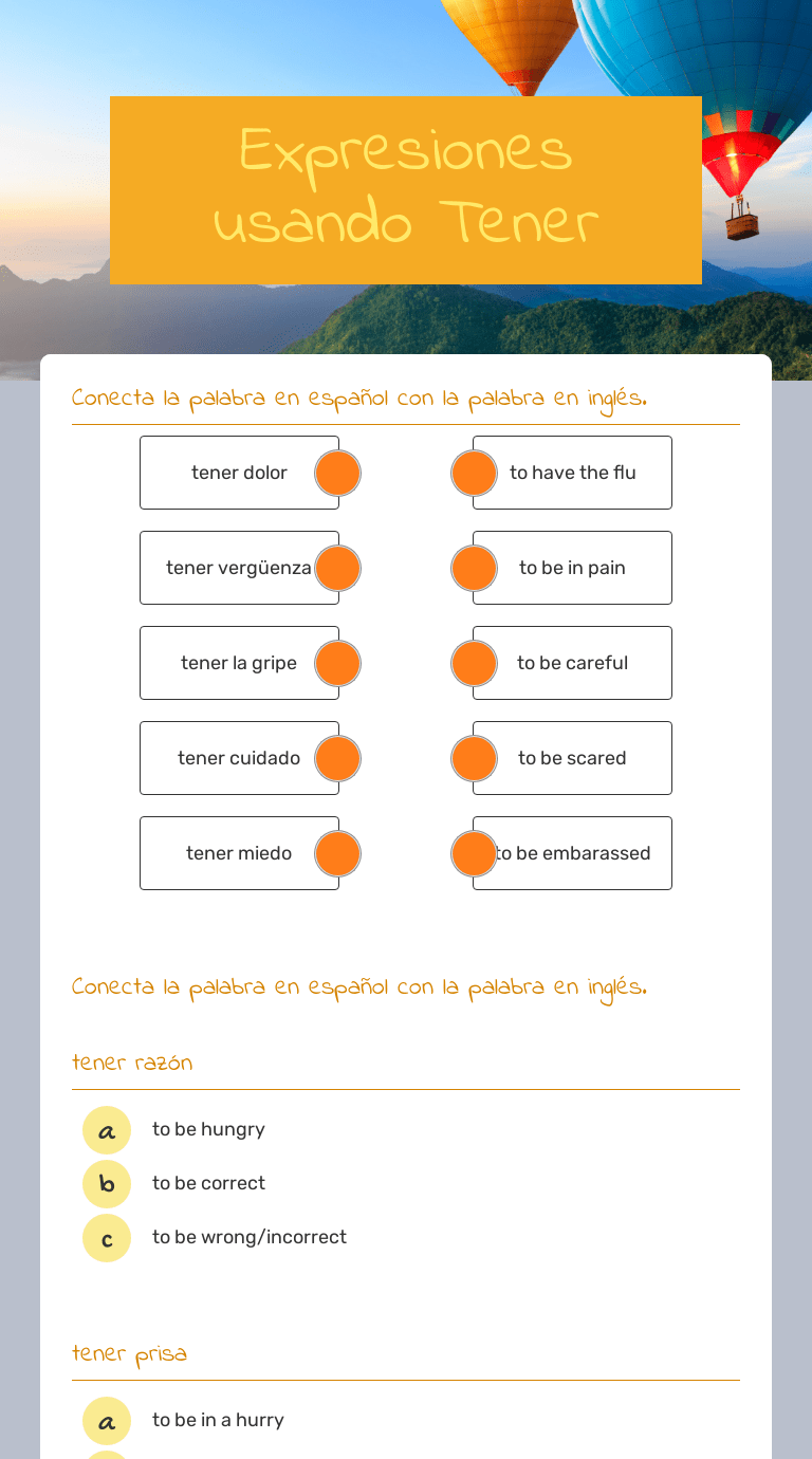 Aprende sobre el verbo irregular tener en español con una hoja de trabajo en pdf con. Expresiones Usando Tener Interactive Worksheet By Cecilia Lopac Wizer Me