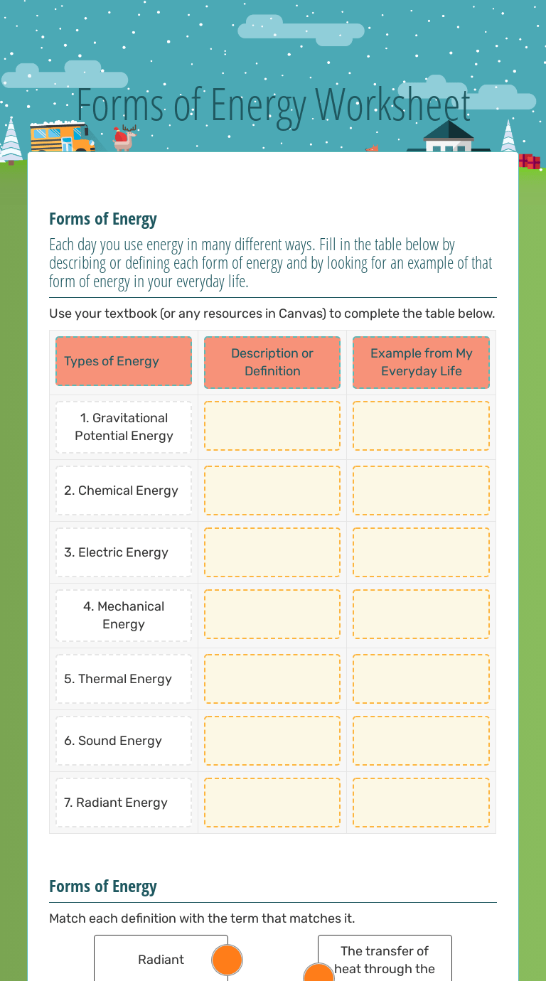 The path closest to the nucleus has the _____energy. Forms Of Energy Worksheet Interactive Worksheet By Brianna Brunner Wizer Me