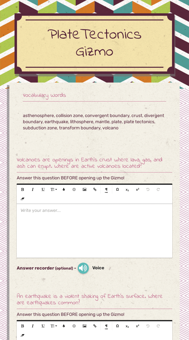 Sep 11, 2015 · by the way, concerning 5th grade science worksheets with answer, scroll the page to see particular related images to inform you more. Platetectonics Gizmo Interactive Worksheet By Sarah Groth Wizer Me