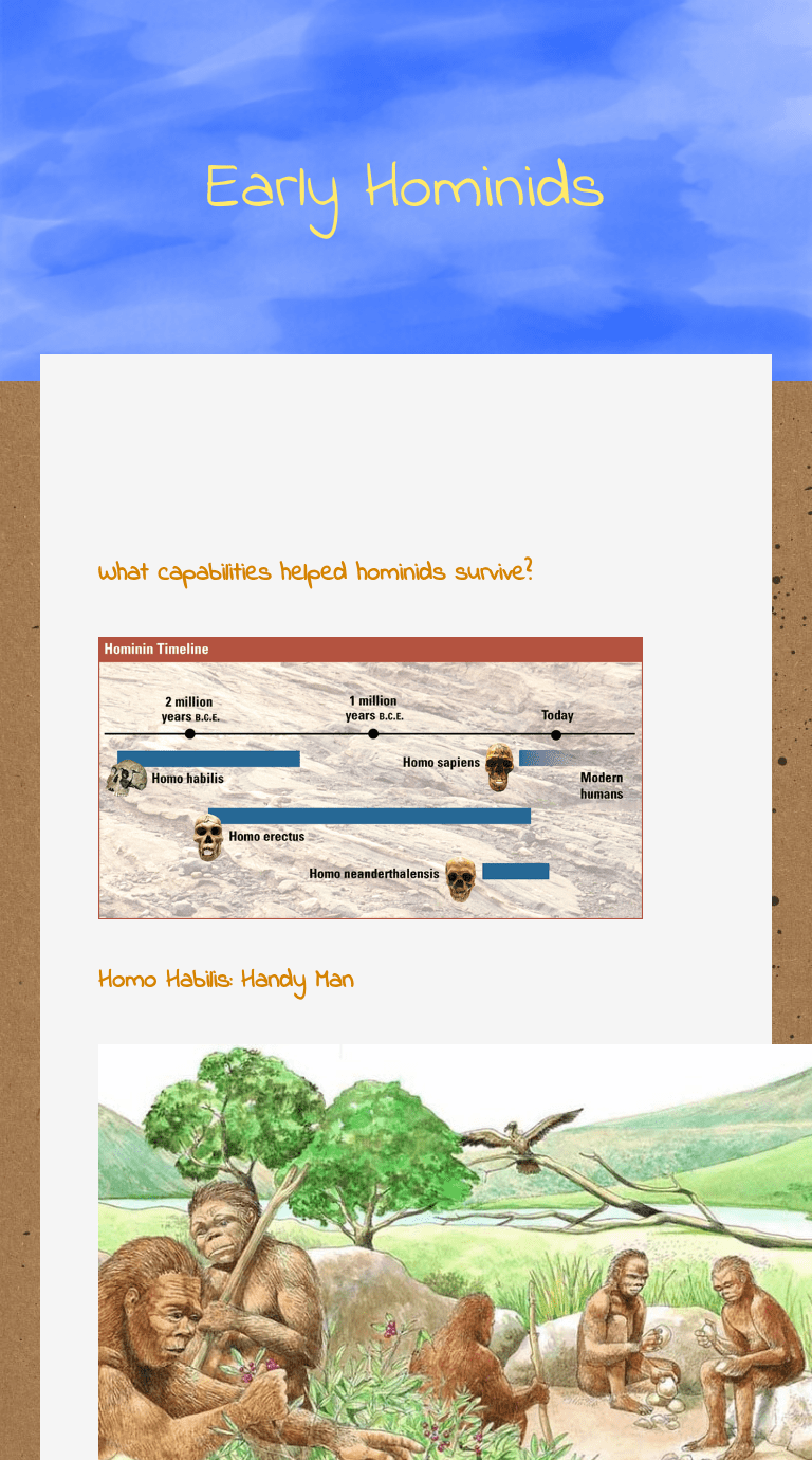 early hominids interactive worksheet by denise summerlin wizer me