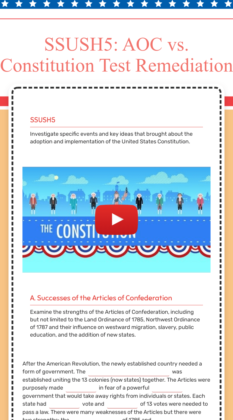 Law that set up a plan for surveying western land … Ssush5 Aoc Vs Constitution Test Remediation Interactive Worksheet By Kelsey Johnson Wizer Me
