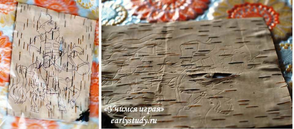 как рисовать на бересте