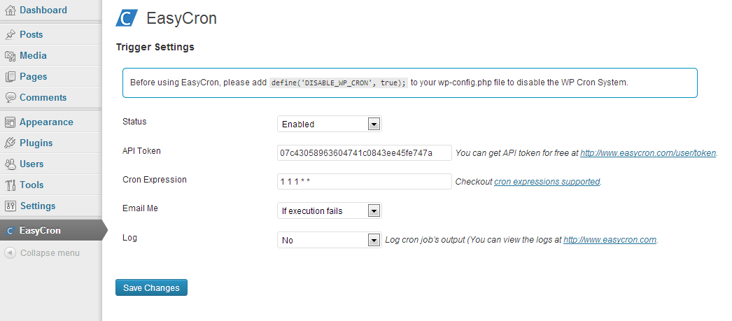 You can execute cron jobs without leaving wordpress admin. Wordpress Cron Plugin Easycron Easycron Com