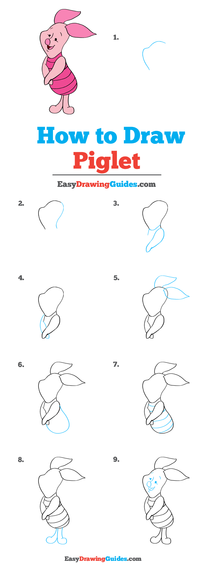 Guides for beginners and advanced artists. How to Draw Piglet - Really Easy Drawing Tutorial