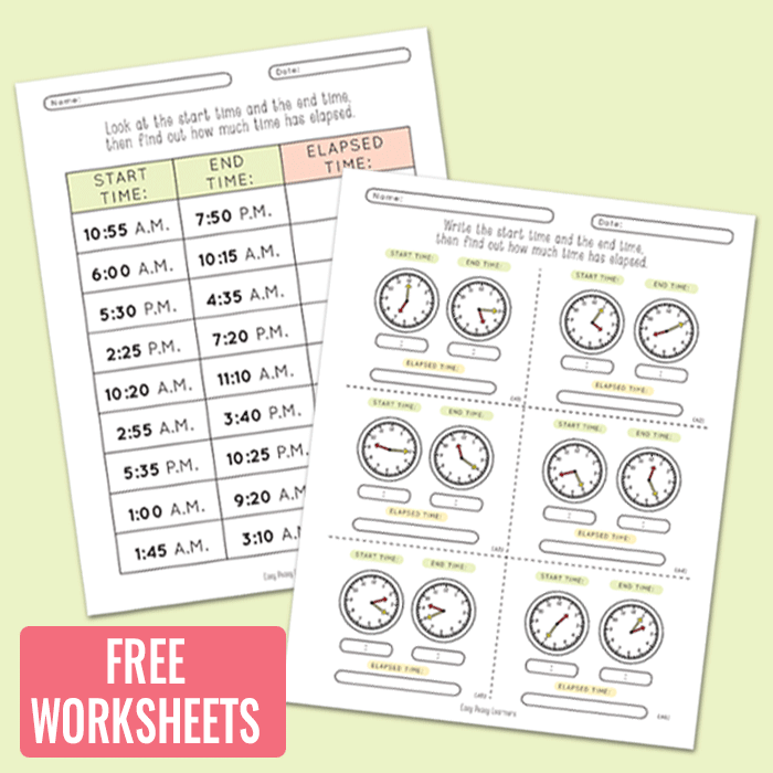 elapsed time worksheets easy peasy learners