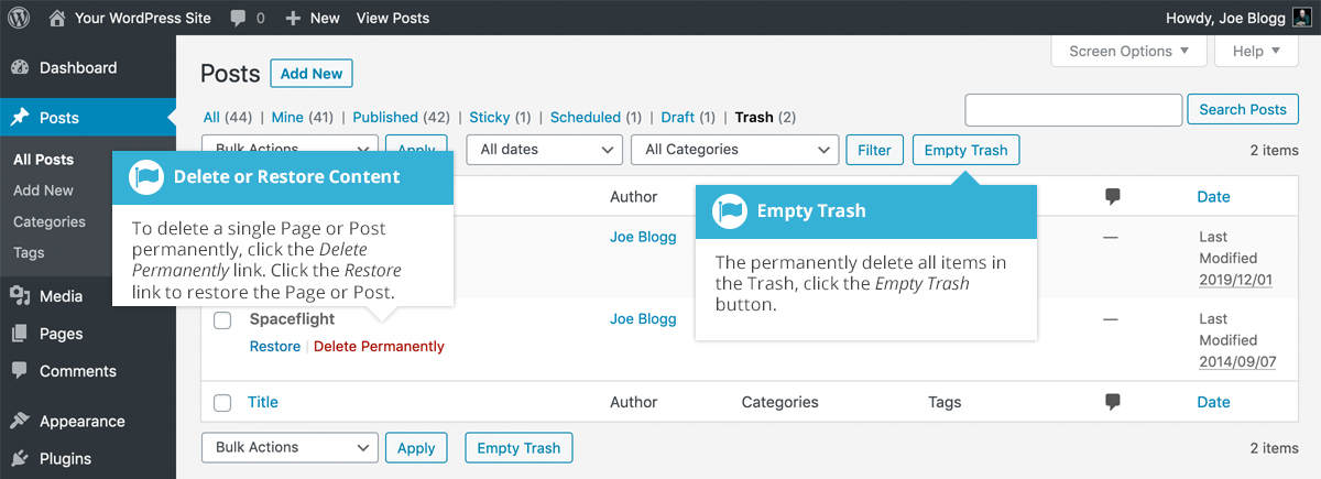 Retrieves the delete posts link for post. Deleting A Wordpress Page Or Post Easy Wp Guide