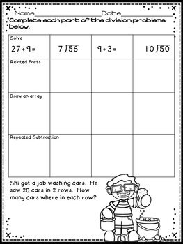 3rd grade division worksheets summer themed practice