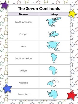 continents maps of the seven continents matching game