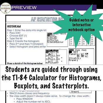 The modified style is the default on this calculator. Graphing Calculator Reference Histogram Box Plot Scatterplot Tpt