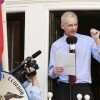 WikiLeaks founder Julian Assange speaks to the media outside the Ecuador embassy in west London