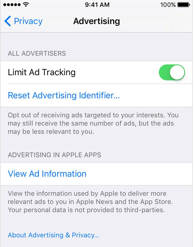 Opt Out of Interest Based Ad Tracking in iOS and tvOS