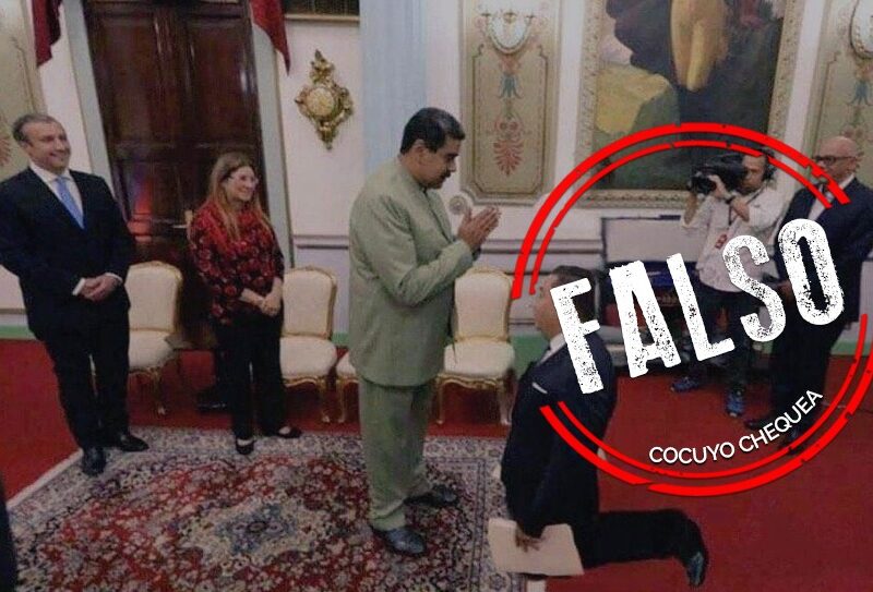 La foto de Javier Bertucci arrodillado ante Nicolás Maduro es verdadera