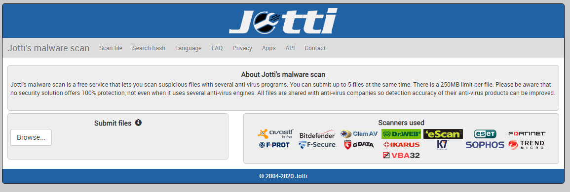 فحص الفيروسات اونلاين Jotti’s Malware Scan