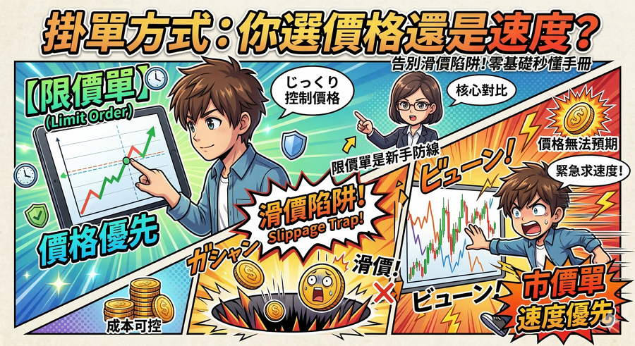 掛單看不懂？一張圖秒懂「市價單、限價單、當日有效單」的差異與風險