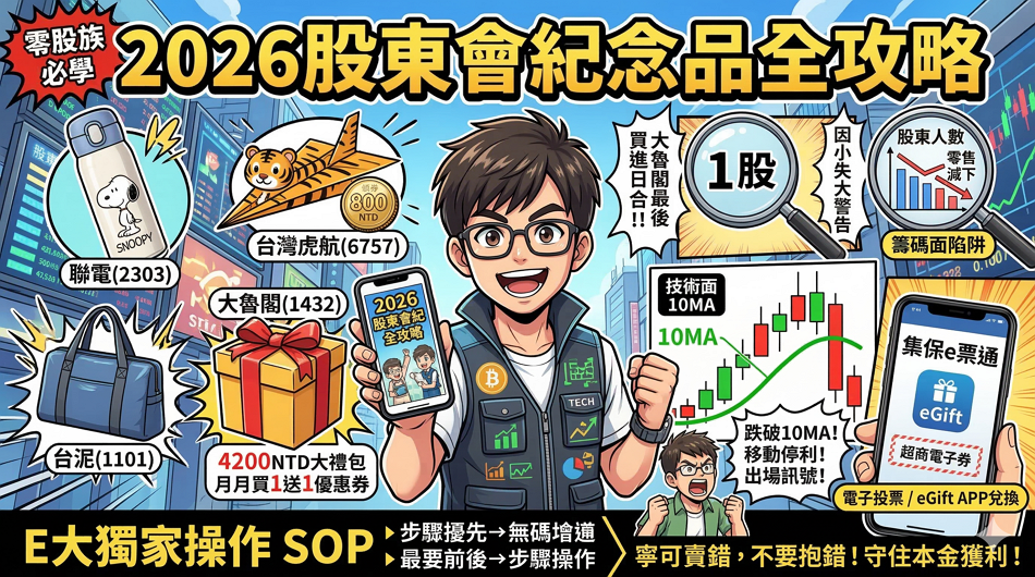2026 股東會紀念品懶人包：最後買進日、零股領取全攻略（聯電、虎航、大魯閣）