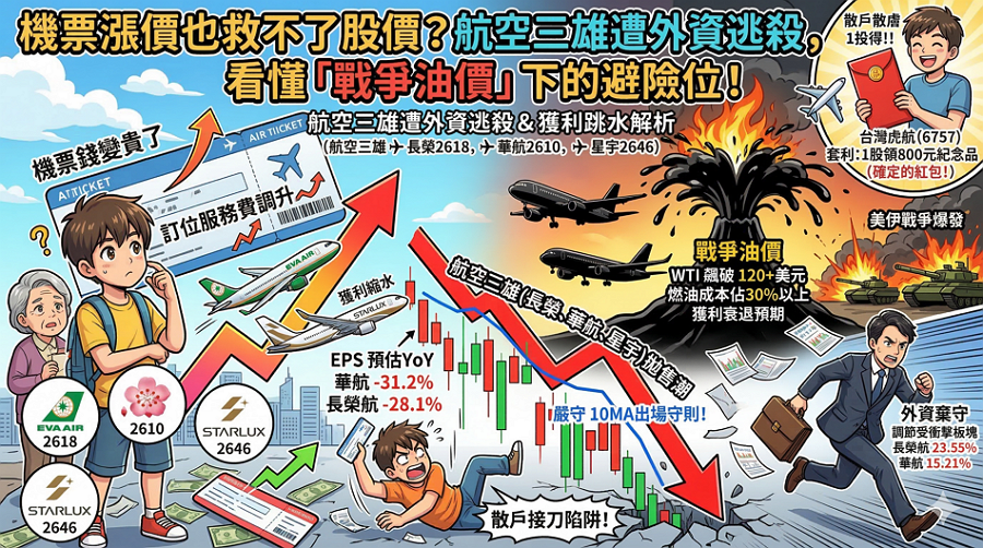 機票漲價救不了股價？2026 航空股跌勢分析：看懂美伊戰爭、高油價與外資逃殺真相