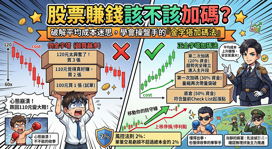  為什麼越跌越買會破產？教你「金字塔加碼法」讓獲利翻倍