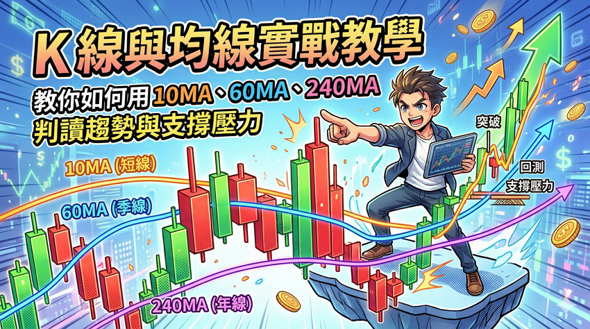 【2026 技術分析全攻略】K 線與均線實戰教學：教你如何用 10MA、60MA、240MA 判讀趨勢與支撐壓力