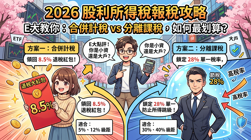 【2026 攻略】股利所得稅合併計稅 vs 分離課稅怎麼選？E大教你 3 招退稅節稅