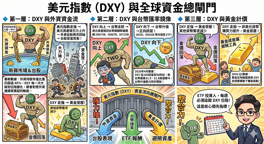 美元指數 DXY 是什麼？2026 如何影響台股 ETF 與黃金配置完整解析