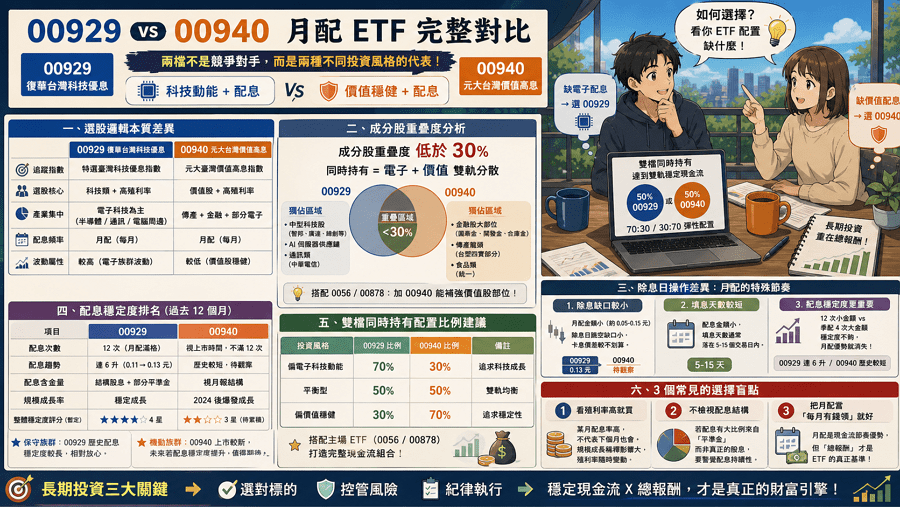 00929 vs 00940 完整對決：月配息高股息 ETF 選股邏輯、績效與優缺點評比 (2026版)