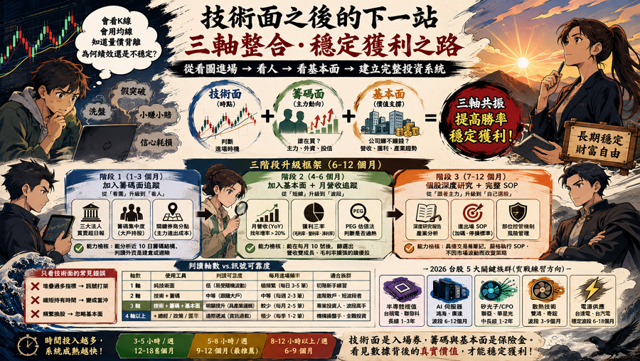 E大實戰解析：為什麼學會技術分析還賠錢？拆解台股波段獲利的 3 階段升級路徑