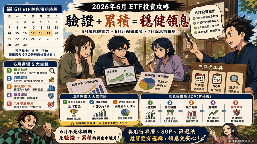 2026年6月台股ETF配息時間表：00878、00919、0056 除息日與領息懶人包