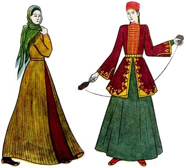 Кавказский национальный костюм женский рисунок