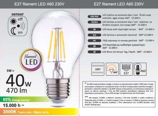 Led Sijalica Sa Senzorom Noc Dan Electro Stella Rasveta I Elektromaterijal