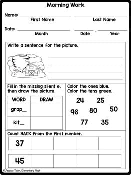 first grade morning work 2nd quarter elementary nest