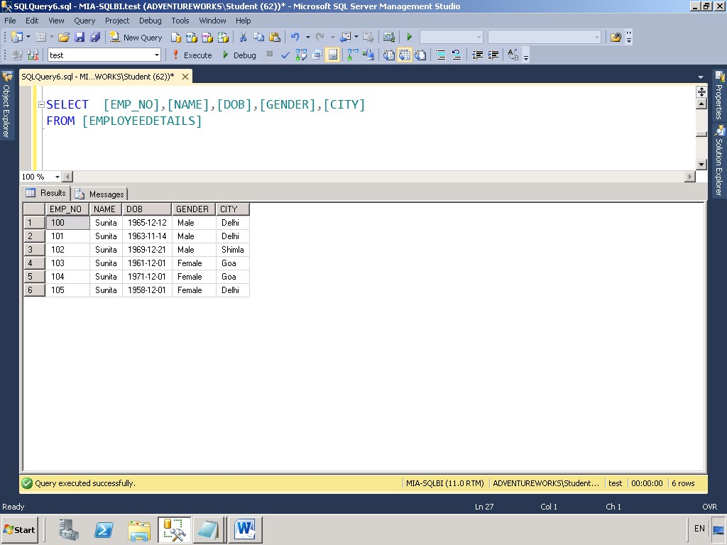Dml select insert delete and update in sql account