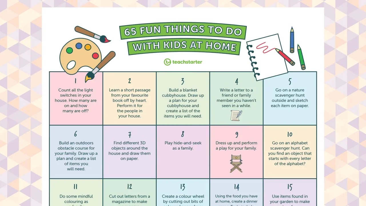 65 fun activities to do at home with kids teach starter teach starter