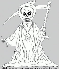 Let the kids get creative this halloween with this free printable grim reaper coloring sheet to color with crayons, pencils, or markers! Grim Reaper Coloring Page Coloring Com