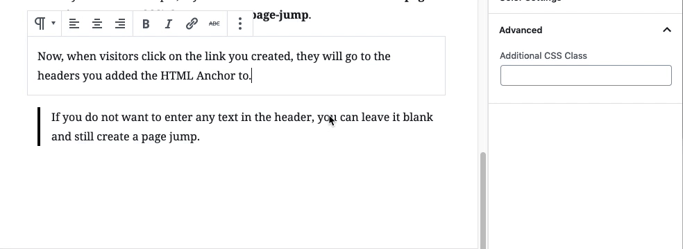 Tips on choosing what text to use as your anchor link id . Wordpress Anchor Links And Jump Links Wordpress Com Support