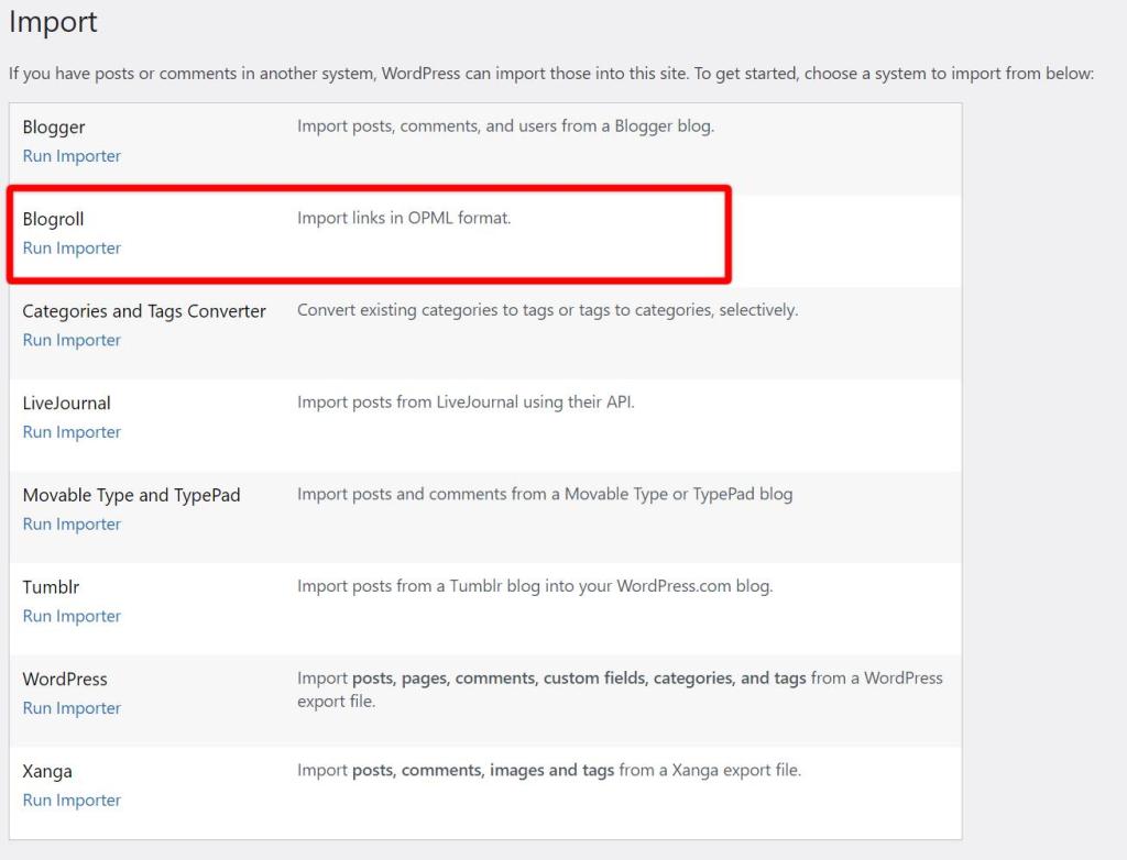The extended blogroll wordpress plugin lets you show the latest posts and links of your blogroll through rss feeds in the form of a sidebar . Import Export Links Wordpress Com Support