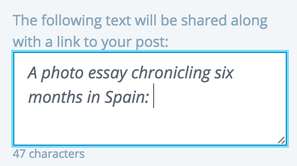 customize Publicize message