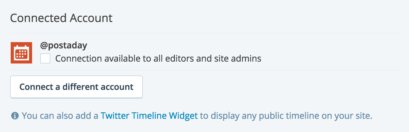 Twitter connection settings