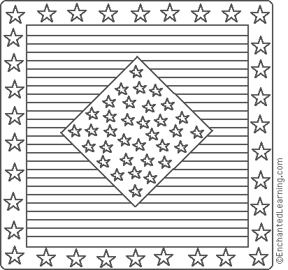 Print your favorites and color with your favorite coloring supplies. American Quilt Stars And Stripes Coloring Page Enchanted Learning