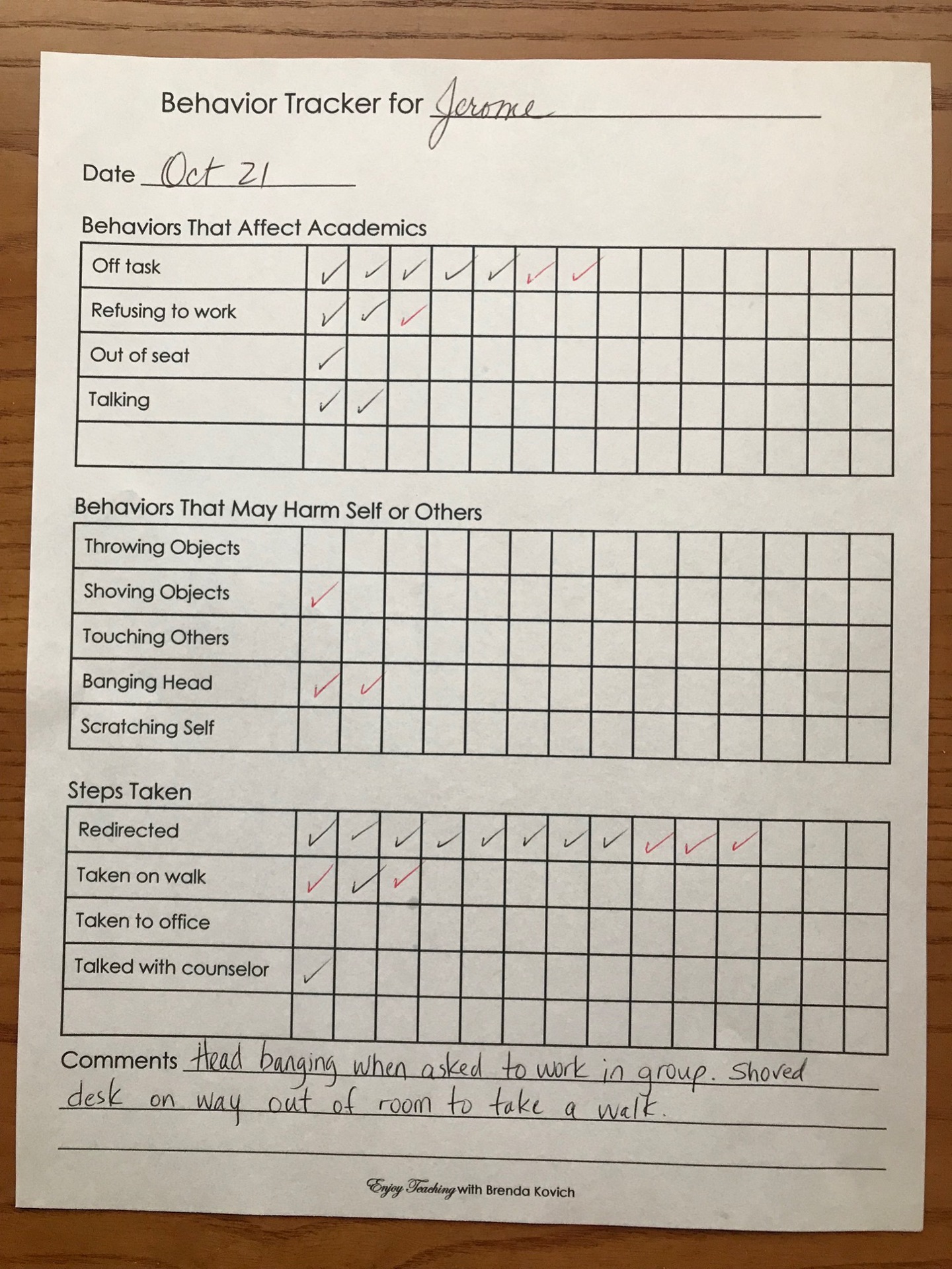 Tracking Sheet Template For Teachers