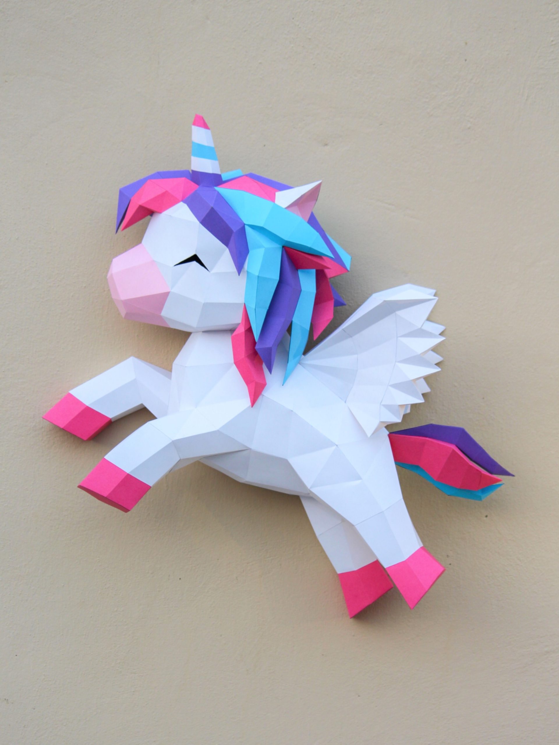 unicorn papercraft model template svg pdf epicgami