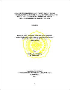 Kuesioner terstruktur pada sampel pasien di bagian rawat inap rspau. Analisis Tingkat Kepuasan Pasien Rawat Jalan Terhadap Kualitas Pelayanan Informasi Obat Di Instalasi Farmasi Rumah Sakit Ortopedi Surakarta Periode Maret Mei 2011 Ums Etd Db