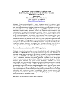 Contoh evaluasi program literasi sekolah. Evaluasi Program Literasi Sekolah Pada Madrasah Tsanawiyah Negeri Binanga Kabupaten Mamuju Test Repository