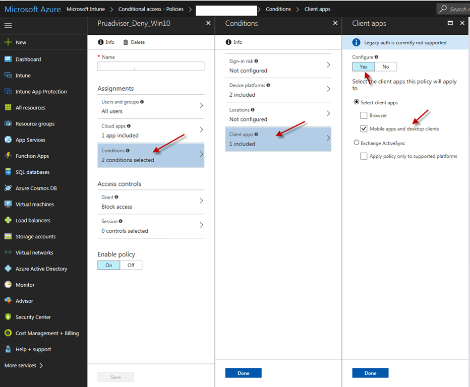Conditional Access to deny /block access to exchange online from windows and mac devices All