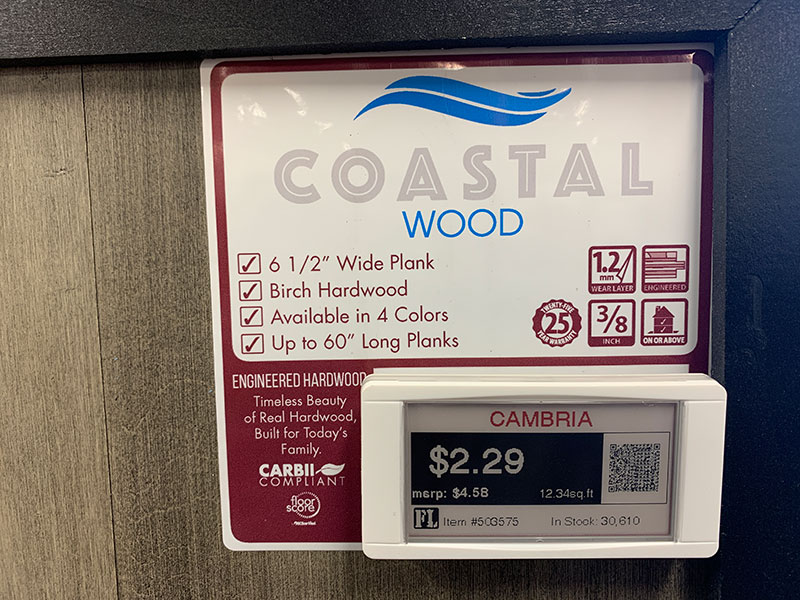 Save on quality vinyl flooring and professional installation with nfm's low price guarantee. Digital Price Tags for Flooring Store | Retail