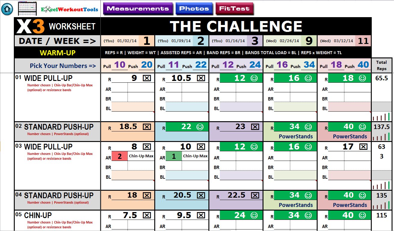 P90x Workout Sheets Excel - Iweky